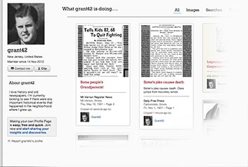 Profile page on Rochester Democrat and Chronicle Archive